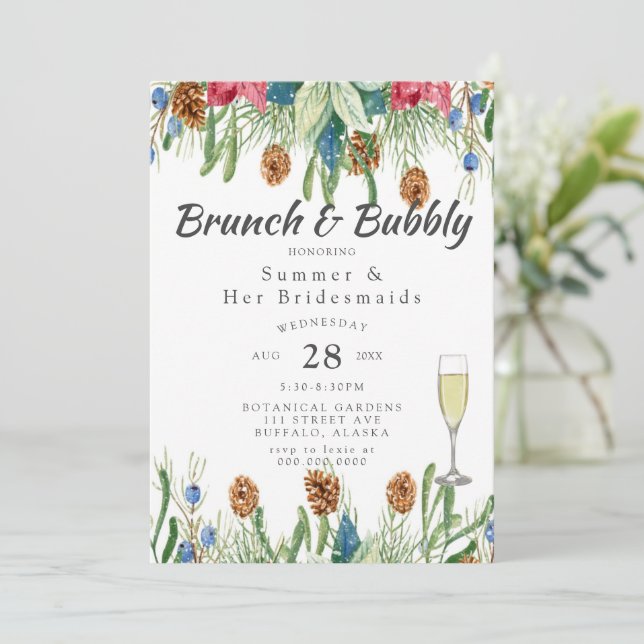 Invitación Navidades Poinsettia Gold Bridesmaids Luncheon (Anverso de pie)