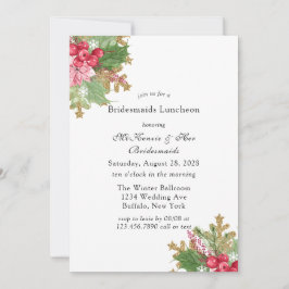 Invitación Navidades Poinsettia Gold Bridesmaids Luncheon