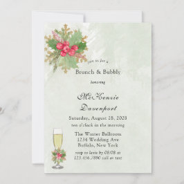Invitación Navidades Poinsettia Gold Brunch & Bubbly
