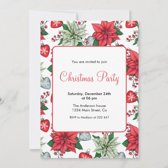 Invitación Navidades Poinsettia Patter (Anverso)