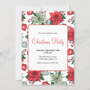 Invitación Navidades Poinsettia Patter