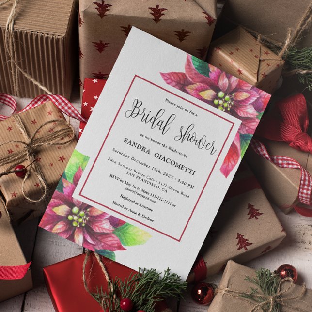 Invitación Navidades Poinsettia Winter Bridal Shower (Subido por el creador)
