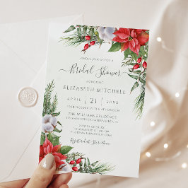 Invitación Navidades Poinsettia Winter Greenery Bridal Shower
