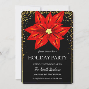 Invitación Navidades Poinsettias Diamonds lindo