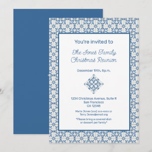 Invitación Navidades Portugal Tiles Holly deja marco
