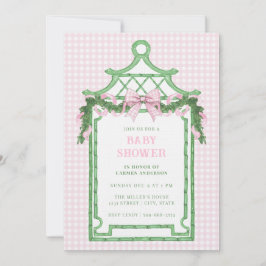 Invitación Navidades Preppy Chinoiserie Pagoda Baby Shower
