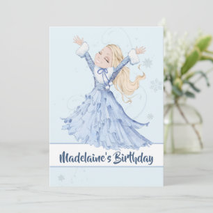 Invitación Navidades Princess Birthday Cute Winowflakes