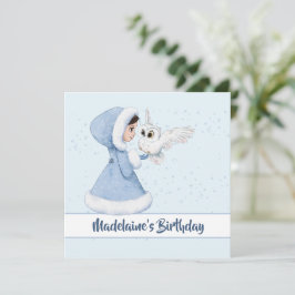 Invitación Navidades Princess Birthday Owl Winowflakes