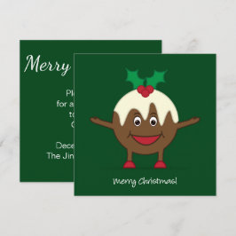 Invitación Navidades pudding personaje de caricatura