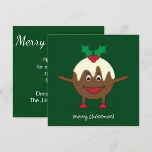 Invitación Navidades pudding personaje de caricatura