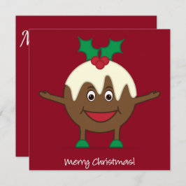 Invitación Navidades pudding personaje de caricatura