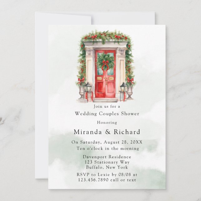 Invitación Navidades Puerta de la Iglesia Boda de Invierno Du (Anverso)