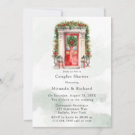 Invitación Navidades Puerta de la Iglesia Escena de Invierno 
