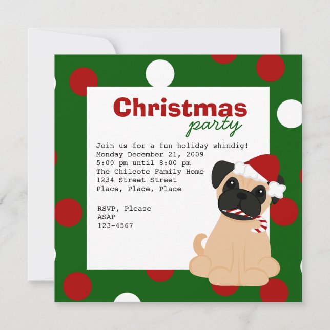 Invitación Navidades Pug (Anverso)