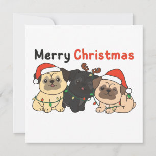 Invitación Navidades Pug Animales cortan a los perros en Navi
