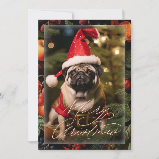 Invitación Navidades Pug Elf (Anverso)