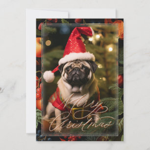 Invitación Navidades Pug Elf