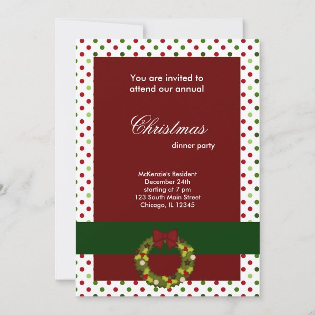 Invitación Navidades Puntos de la cena (Anverso)