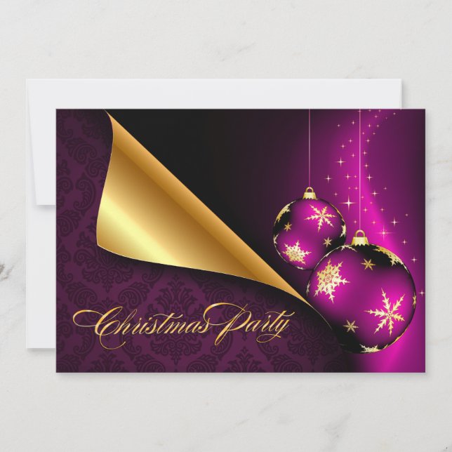 Invitación Navidades Purple Black Gold Elegant Embellecimient (Anverso)
