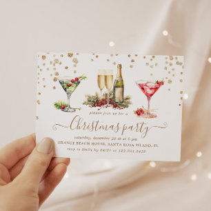 Invitación Navidades Purpurina Fiesta de cócteles