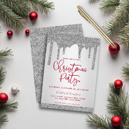 Invitación Navidades Purpurina Plata Perfora Navidades Fiesta