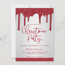 Invitación Navidades Purpurina rojo gotea Navidades Fiesta