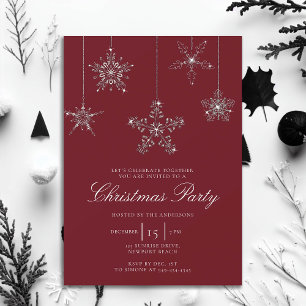 Invitación Navidades Purpurinas de copos de nieve del Diamant