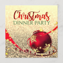 Invitación Navidades purpurinas invitan a Fiesta a cenar