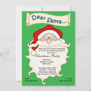 Invitación Navidades Queridos Santa Wish List invitan vacacio