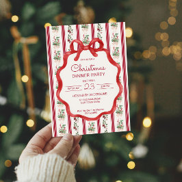 Invitación Navidades rayas retro gran fiesta de cena milenio