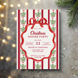 Invitación Navidades rayas retro gran fiesta de cena milenio