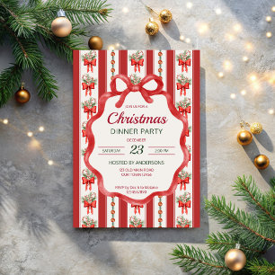 Invitación Navidades rayas retro gran fiesta de cena milenio