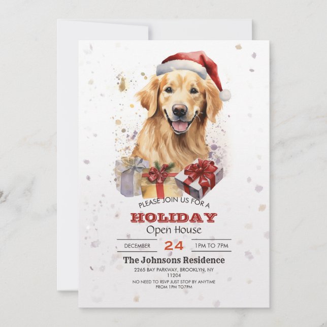 Invitación Navidades recuperación de oro Watercolor (Anverso)
