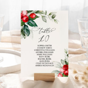Invitación Navidades Red Berries & Greenery Table Número 10