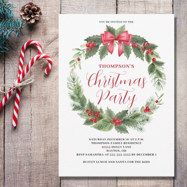 Invitación Navidades Red Berry Wreath (Subido por el creador)