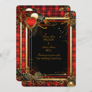 Invitación Navidades Red Black y Gold Boda