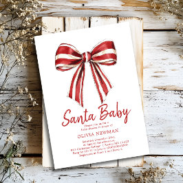 Invitación Navidades Red White Coquette Bow Baby Shower
