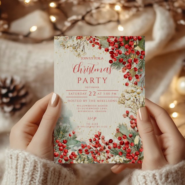 Invitación Navidades Red Winter Berries (Subido por el creador)
