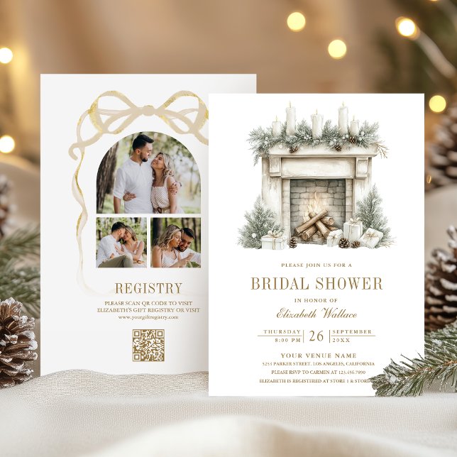 Invitación Navidades reemplazan a Bow QR Code Bridal Shower (Subido por el creador)