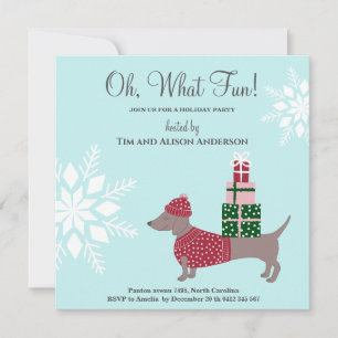 Invitación Navidades regalo de perro Winter Holyday Fiesta