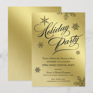 Invitación Navidades Relieve metalizado dorado Faux Fiesta de