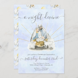 Invitación Navidades religiosos con el bebé Jesús, María y Jo