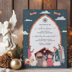 Invitación Navidades religiosos Fiesta de la escena de la Nat