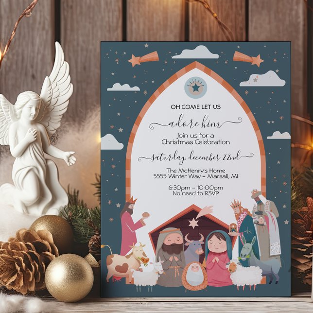 Invitación Navidades religiosos Fiesta de la escena de la Nat (Subido por el creador)