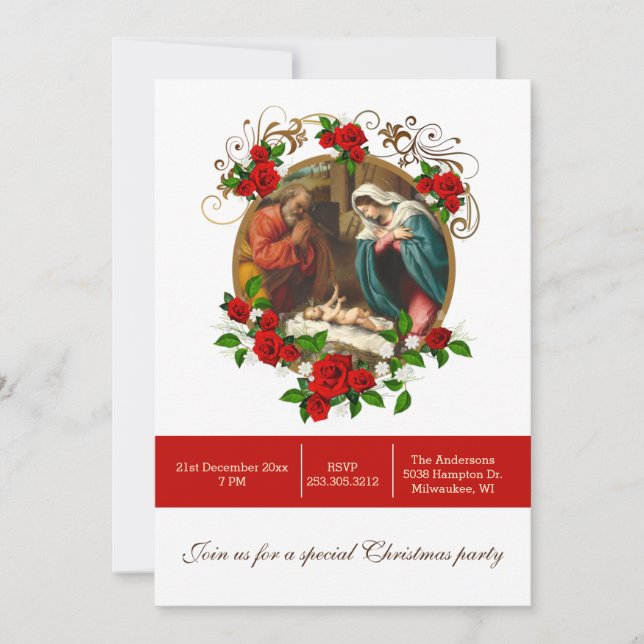 Invitación Navidades religiosos Natividad Jesús Fiesta (Anverso)