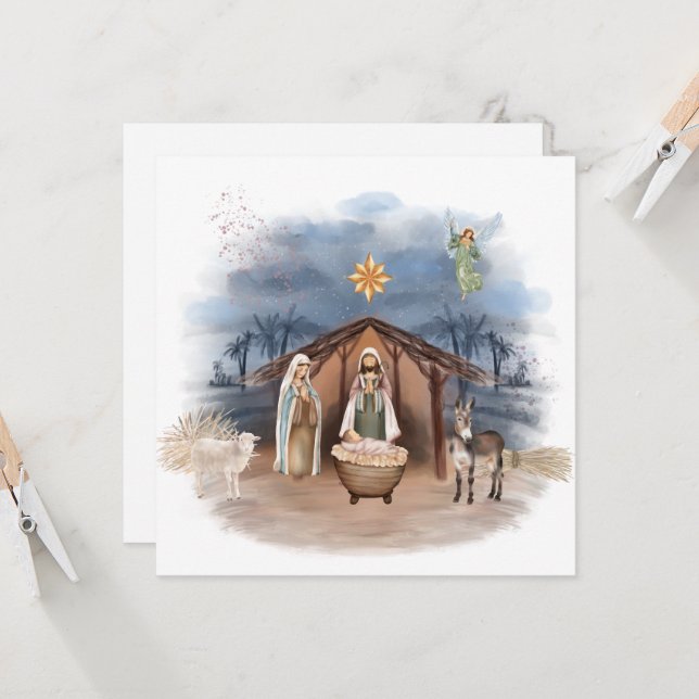 Invitación Navidades religiosos Natividad Nacimiento Jesús Ba (Anverso/Reverso In Situ)