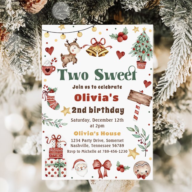 Invitación Navidades reno dos dulces Fiestas de cumpleaños (Subido por el creador)