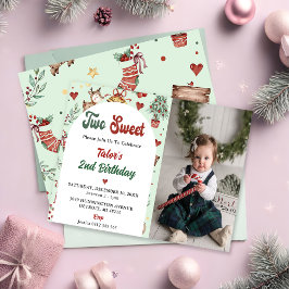 Invitación Navidades reno dos dulces fotos de cumpleaños
