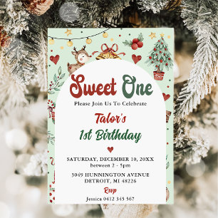 Invitación Navidades Renos Dulce Un Primer Cumpleaños