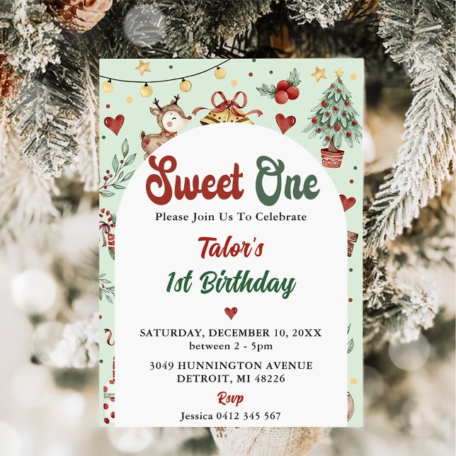 Invitación Navidades Renos Dulce Un Primer Cumpleaños (Subido por el creador)